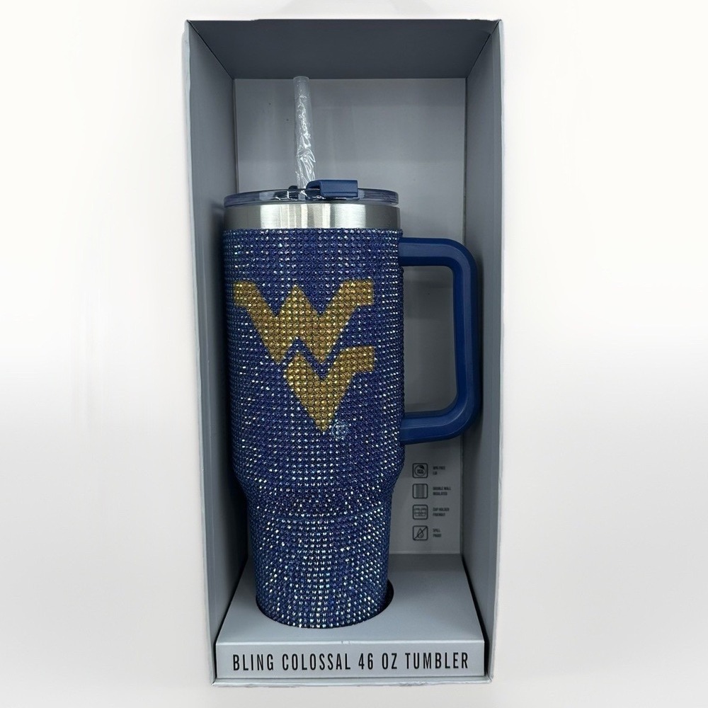 West Virginia Mountaineers Bling Colossal 46oz Tumbler Rhinestone NCAA Football